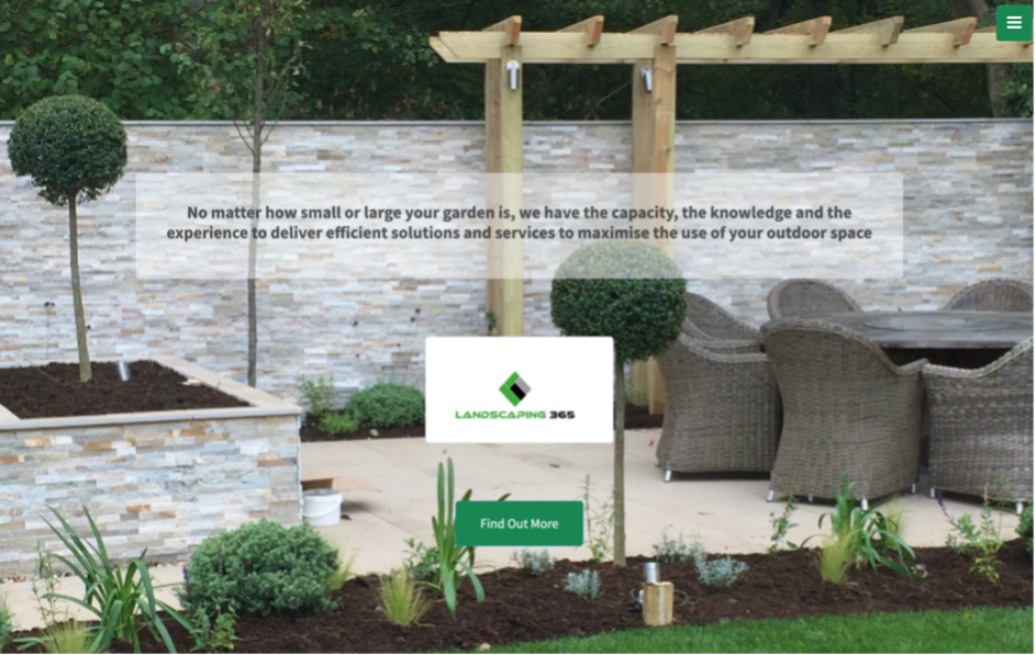 Website home page for Landscape Gardening 365