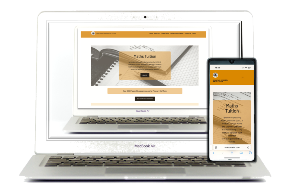 computer and phone showing maths tuition website